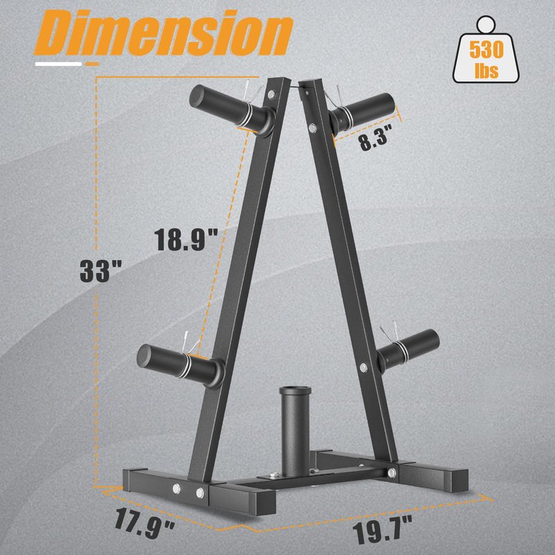 Weight Plate Rack, Bongkim Weight Tree and Weight Rack for Plates, Weight Holder for 2 inch Olympic Weight Plate, Weight Plate Storage for Home Gym