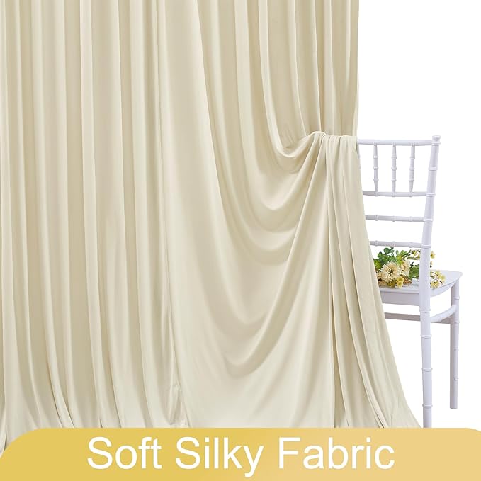 8 Panels Beige Backdrop Curtain for Wedding Parties Wrinkle Free Beige Photo Curtains Backdrop Drapes Fabric Decoration for Baby Shower Photography 40ft(W) x 10ft(H)