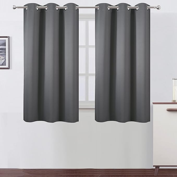 LEMOMO Grey Thermal Blackout Curtains/38 x 54 Inch/Set of 2 Panels Room