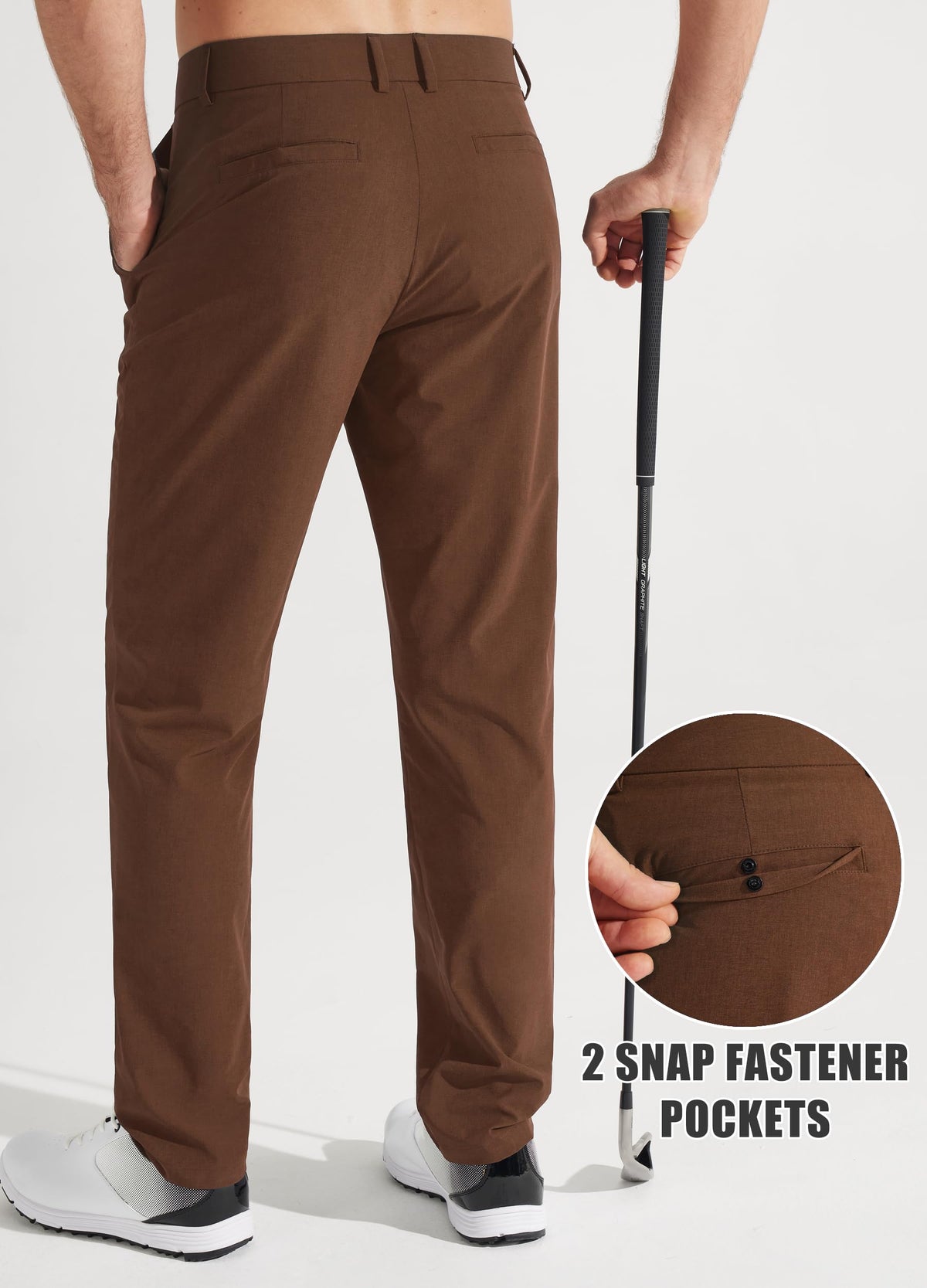Libin Men's Dress Pants 32" Comfy Business Casual Golf Pants Quick Dry Lightweight Clothing for Men Travel Vocation Work Trousers Water Resistant, Light Coffee, 36W x 32L