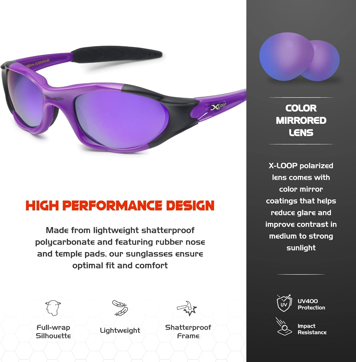 Polarized Youth Sports Sunglasses for Boys & Teens (Ages 8-16) - UV400 Baseball Wraparound