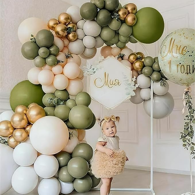 PartyWoo Sage Green Balloons 155pcs Different Sizes of 18 12 10 5 Inch Olive Boho Green Latex Balloon Arch Kit for Wedding Birthday Dinosaur Jungle Golf Football Theme Party Decorations Green-F11