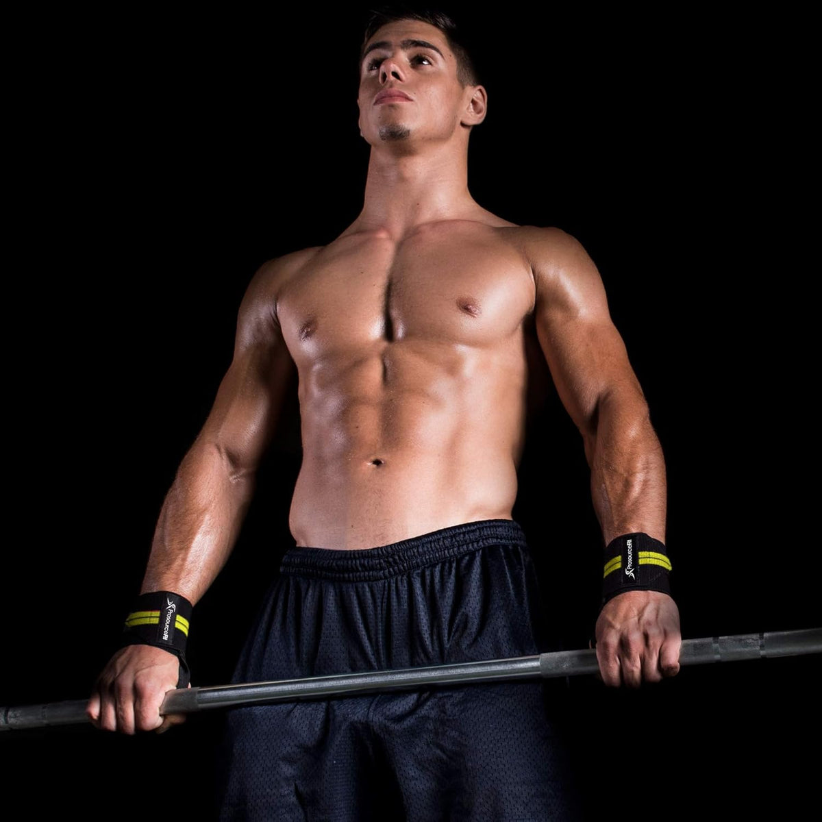 ProsourceFit Barbell Weight Lifting Wrist Wraps - Supportive Thumb Loop, Yellow Color