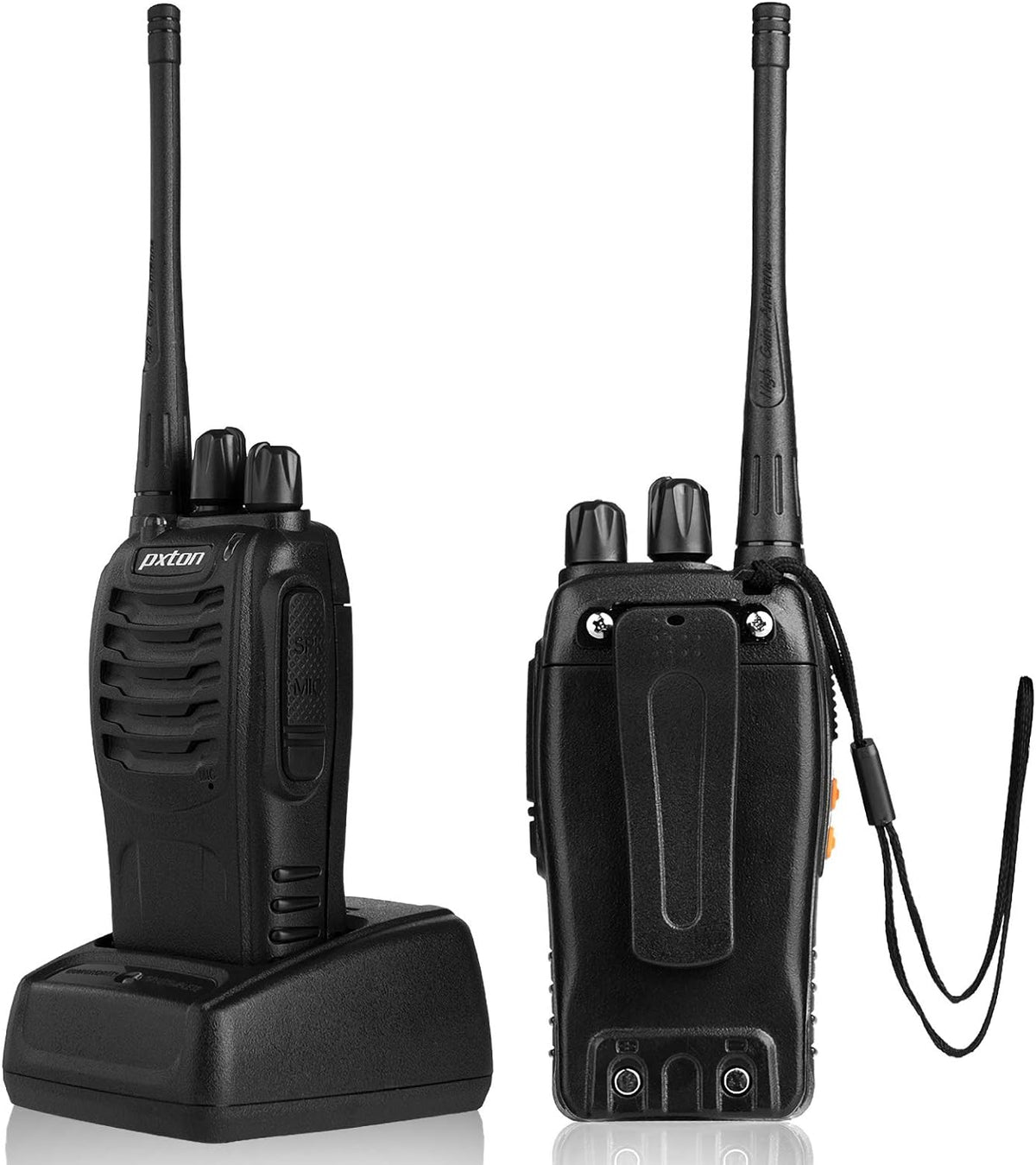Pxton Walkie Talkies - Long Range Rechargeable 2-Way Radios with Headphones | 8 Pack with VOX & Noise Reduction
