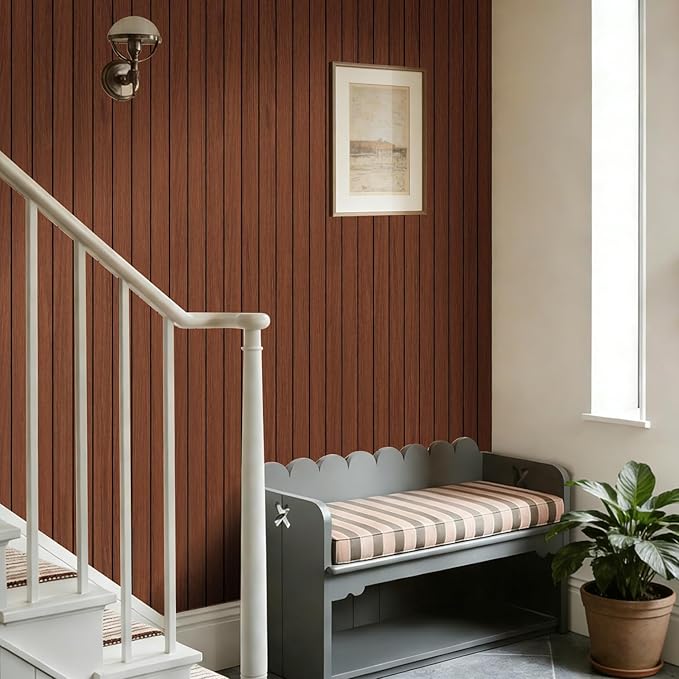 Arthome Peel and Stick Slat Wall Panels 15.7 "x120, Self-Adhesive PVC Wood