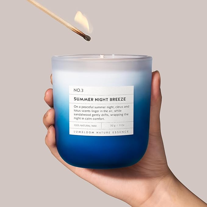Summer Night Breeze Scented Candle, 11oz Aromatherapy Soy Wax Candles for Home Scented, Long Lasting, Fruits, Flower, Wood Scent Gift for Men, Women, Friends, Relaxation & Stress Relief