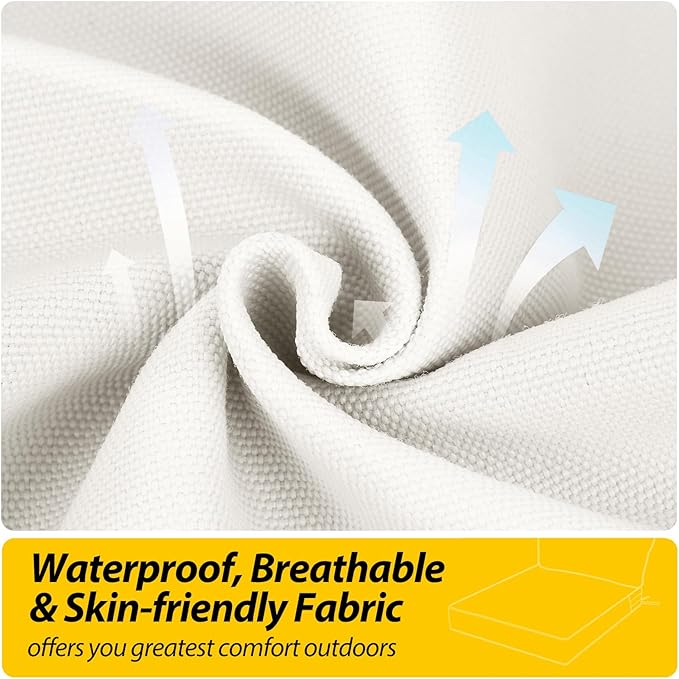 AAAAAcessories Outdoor Seat Cushions for Chairs, Fade-Resistant, Waterproof Patio Furniture Replacement Cushions, 24" x 24" x 5" + 24" x 13.5", Creamy White