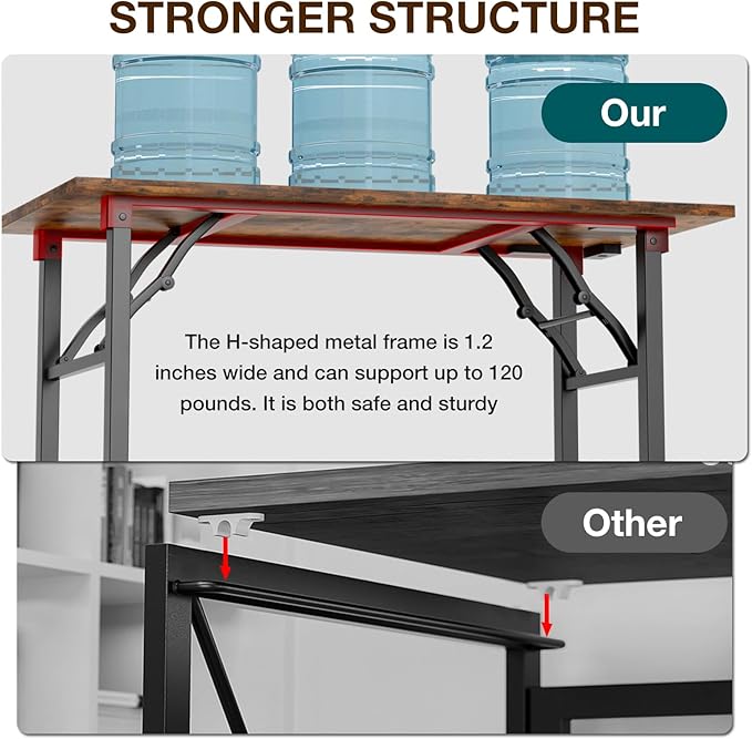 TEMI Small Computer Desk Folding Table - 43.3" Foldable Office Desk, No Assembly, Perfect for Small Spaces in Bedroom, Dorm, or Apartment, Portable Mini Desk or Study Table with Compact Design, Brown