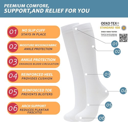 Fenglaoda Compression Socks - 3 Pairs for Men & Women | Knee High, Cute Design for Nurses & Athletes