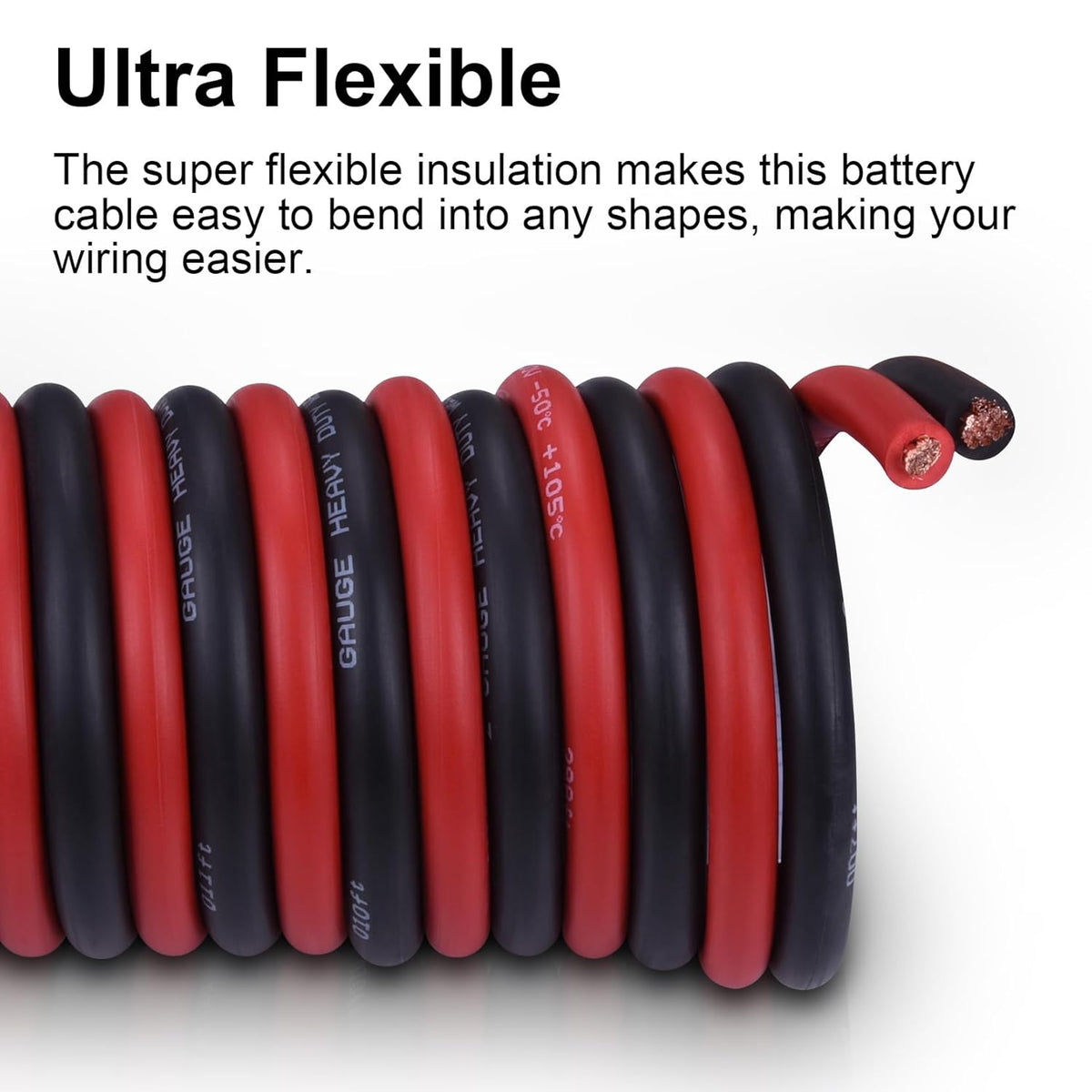 6 Gauge Battery Cable - 15FT Red & 15FT Black | Stranded Oxygen-Free Copper for Automotive & Marine Use