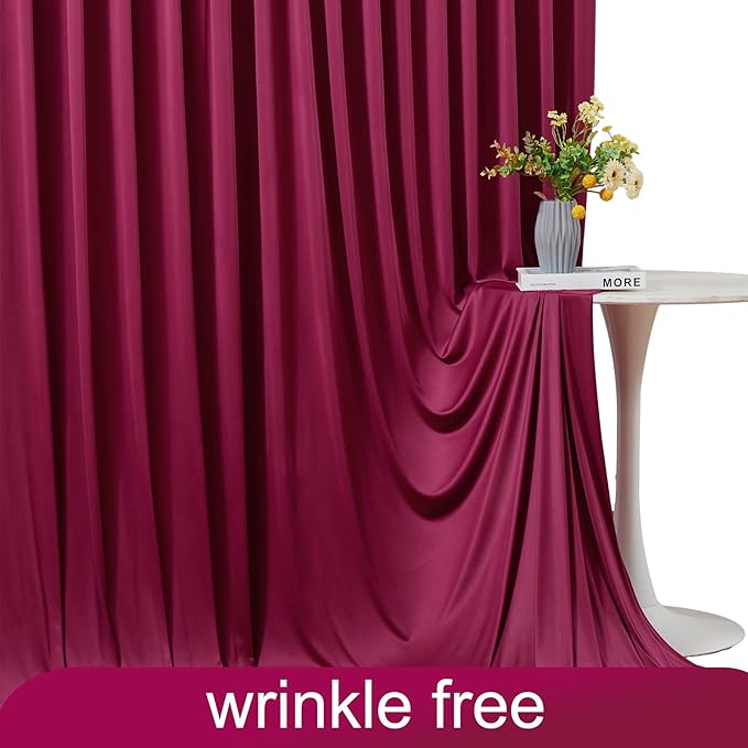 Burgundy Backdrop Curtain for Parties Wedding Wrinkle Free Maroon Photo Curtains Backdrop Drapes Fabric Decoration for Birthday Engagement Ceremony 5ft x 8ft,2 Panels