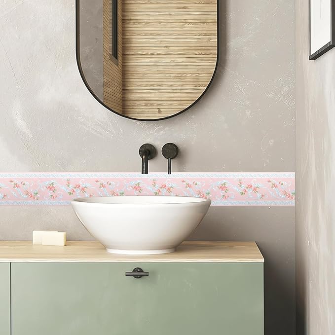 AbaBoorty Pink Flower Pattern Wallpaper Trim