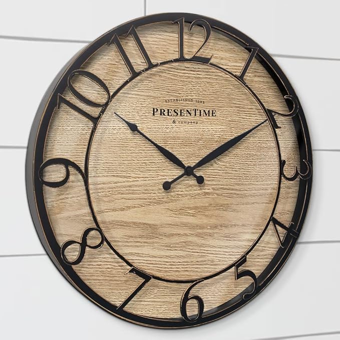 Presentime & Co 21" Farmhouse Series Wall Clock, Cottage Style, Vintage Design