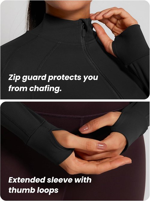 GYM RAINBOW Women's Lightweight Zip-Up Workout Jacket - Slim Fit Athletic Jacket with Thumb Holes