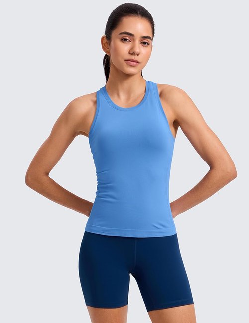CRZ YOGA Seamless Workout Tank Tops for Women - Breathable Sleeveless Athletic Gym Shirts