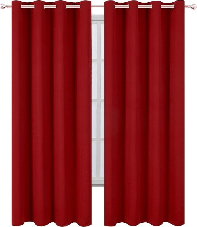 LEMOMO Red Thermal Blackout Curtains/52 x 108 Inch/Set of 2 Panels Room