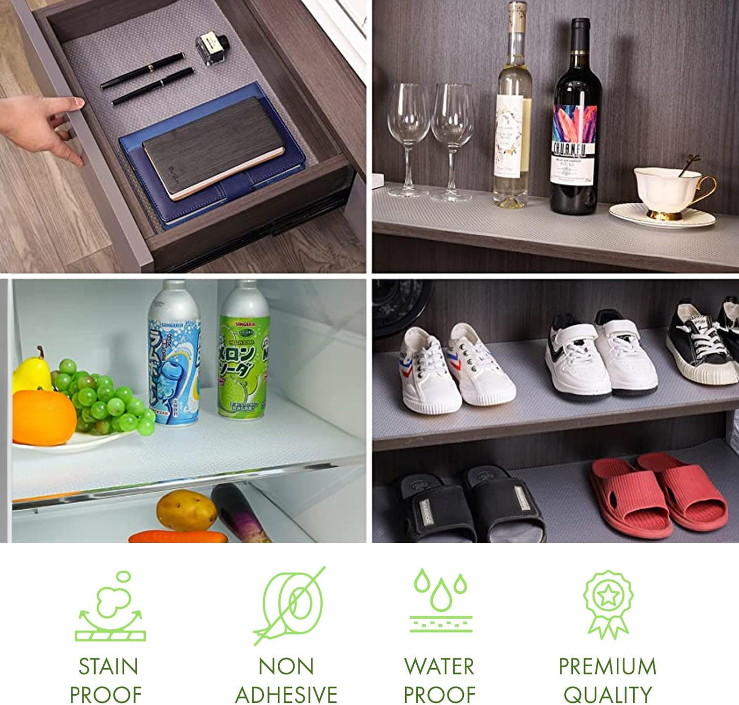EVALAND 23.6" x 20 FT Non-Slip Shelf Liner, Non-Adhesive, BPA-Free, Waterproof Pantry Liner for Shelves, Easy to Cut, Oil-Proof Shelf Liners for Kitchen, Cabinets, Drawers, Refrigerator, Clear