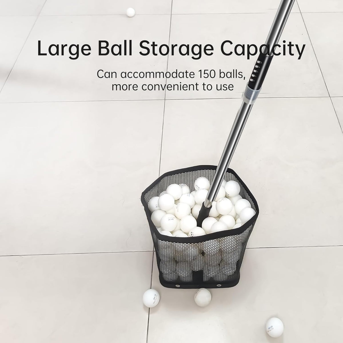 PONGBOT Ping Pong Ball Collector - Retractable Design Holds Over 150 Balls | Ideal for Easy Storage