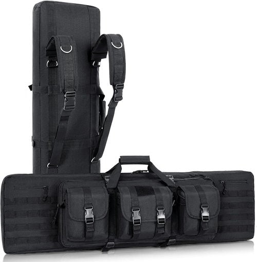 DULCE DOM Tactical Soft Padded Double Rifle Case - Heavy-Duty Backpack for 2 Rifles & Pistols | 36-48 Inch