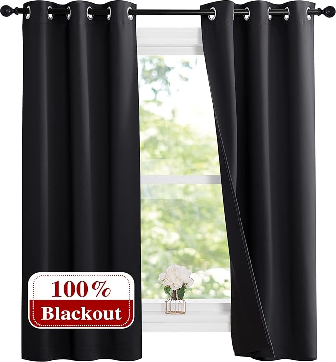 NICETOWN Complete 100% Blackout Curtain Set, Thermal Insulated & Energy