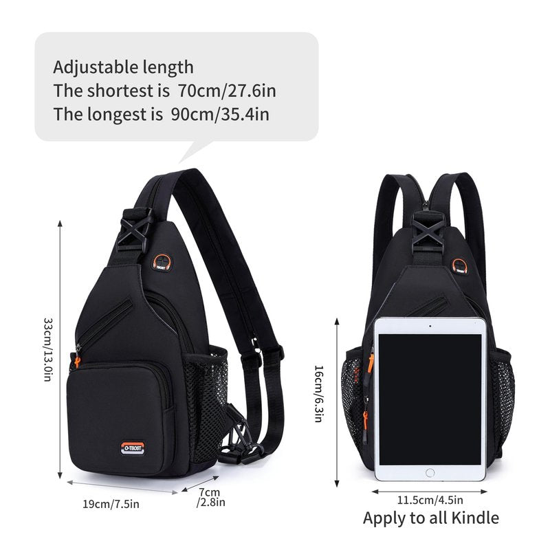 O-TBOST Travel Small Sling Bag Crossbody Bags for Women Men Casual Backpack Cross Body Pack Daypack for Hiking and Biking (black)