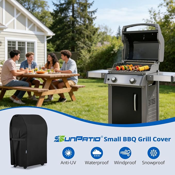 SunPatio 2 Burner Grill Cover 30 Inch, Heavy Duty Waterproof Small BBQ Cover Compatible for Weber Spirit 210 Series, Charbroil, Kenmore Grills, Compared to Weber 7105 (Not Fit for Spirit II E-210)