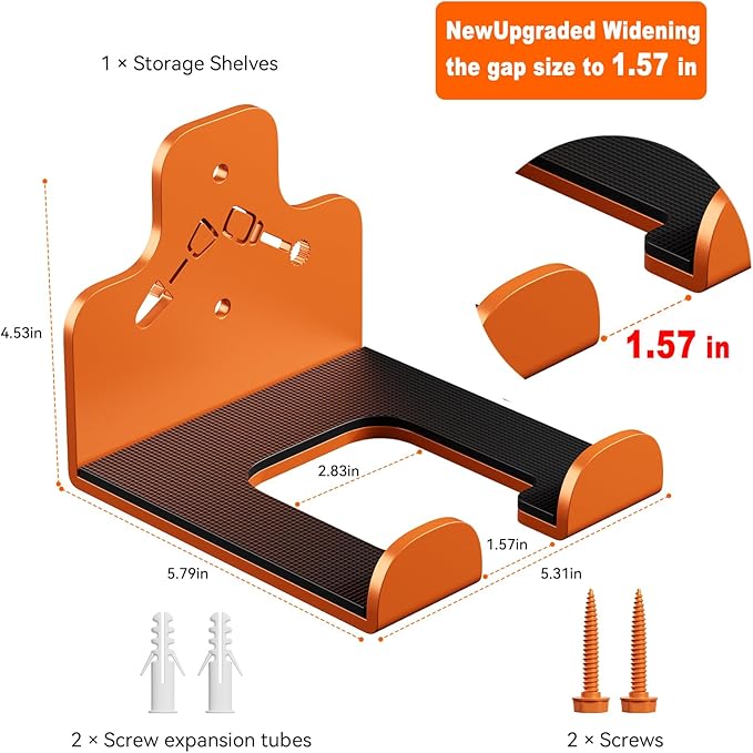 Garage Storage Trimmer Rack, Weed Whackers Holder Organizer Garden Power Tool Hanger Wall Mounted for Garage Trimmer, Hedge Trimmer, Grass Trimmer, Garden Tools,1 Pack(Orange)