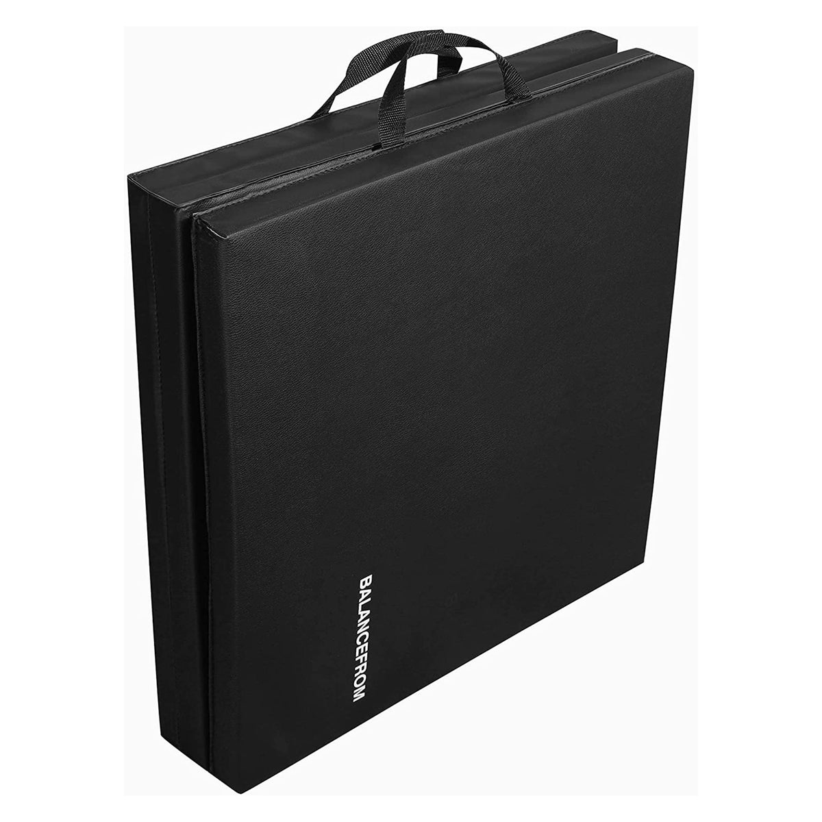 Signature Fitness Three Fold Folding Exercise Mat with Carrying Handles for MMA, Gymnastics and Home Gym Protective Flooring, 1.5-Inch Thick, Black