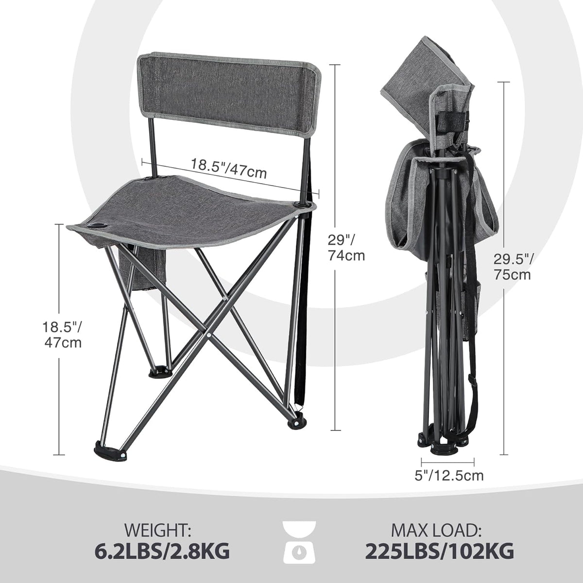 REDCAMP 2 Pack Tripod Hunting Chairs for Blinds, Folding Lightweight Portable Fishing Chair for Adults Hunting Stools with Backrest, Golf Chairs for Spectators, Camo