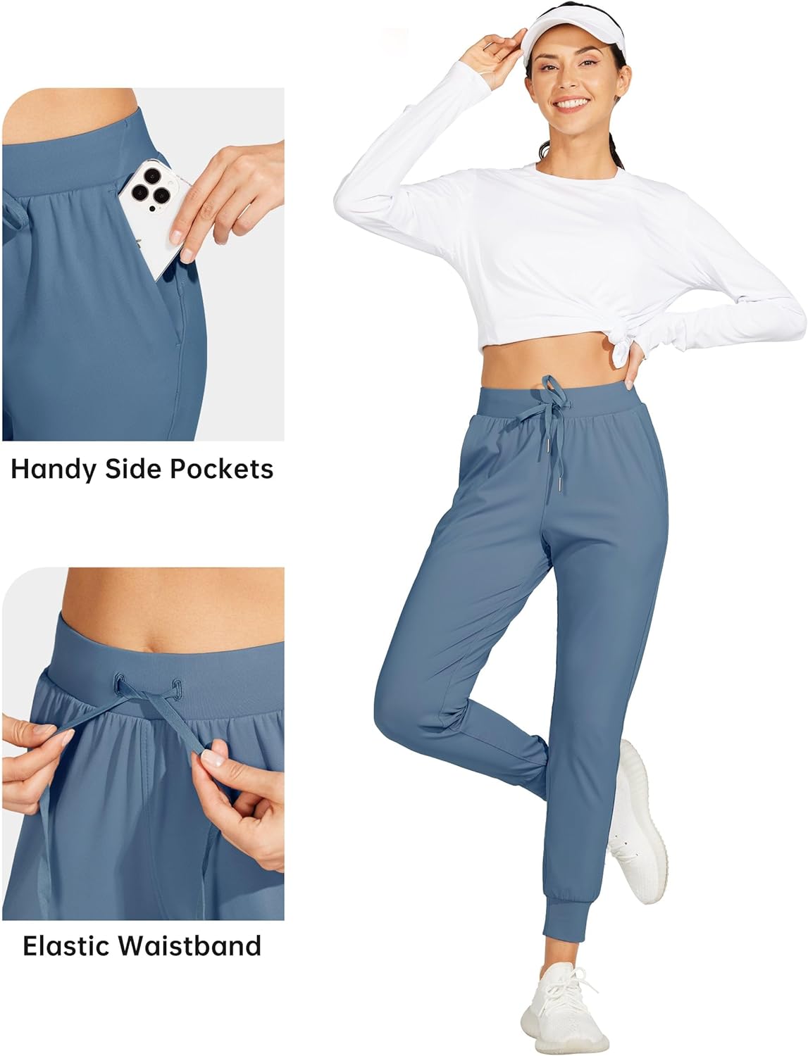 Willit Women's Joggers - Lightweight Athletic Sweatpants with Pockets | Casual Tapered Fit