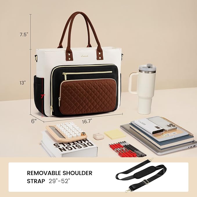 LOVEVOOK Teacher Tote Bag for Women Work, Laptop Bag With Large Cup Holder, Professional Computer Briefcase, Nurse Bags Business Large Purses Handbag, Diaper Bag Mother Gift, 15.6 Inch