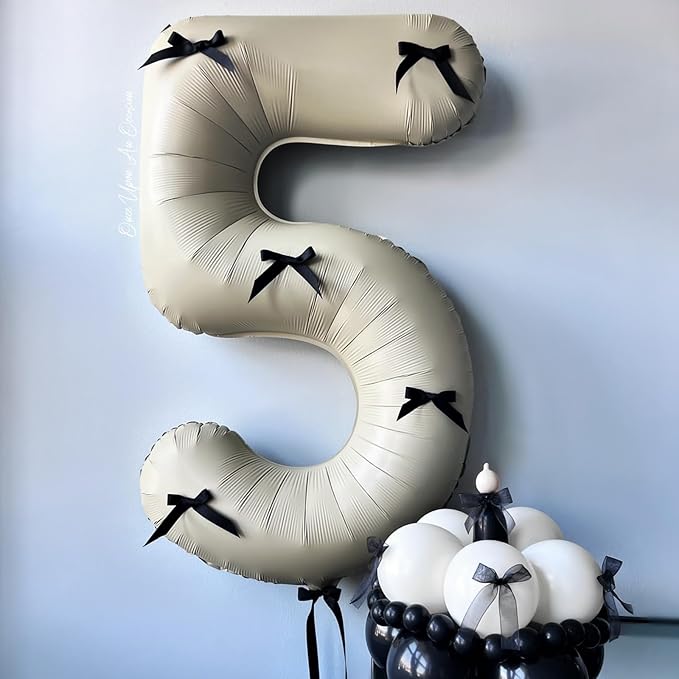 Beige 25th Birthday Balloons Number 25, 40 Inch Large Foil 2 & 5 Numbers Balloons, Cream Giant Maya Helium Balloon for Women Men Birthday Anniversary 2025 New Year Party Decorations