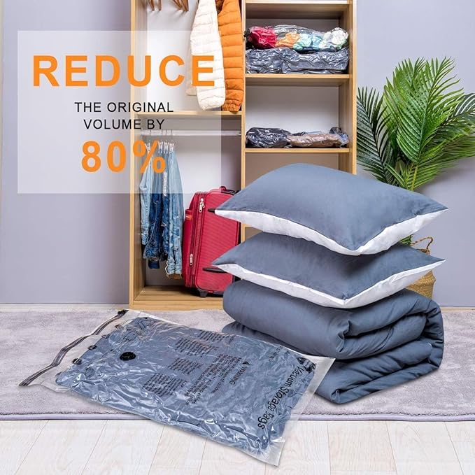 GONGSHI Vacuum Seal Bags for Clothing Travel & Home Storage, Travel Vacuum Bags with Electric Pump,Space Saver for Blankets, Comforters, Pillows, Clothes,10 Jumbo