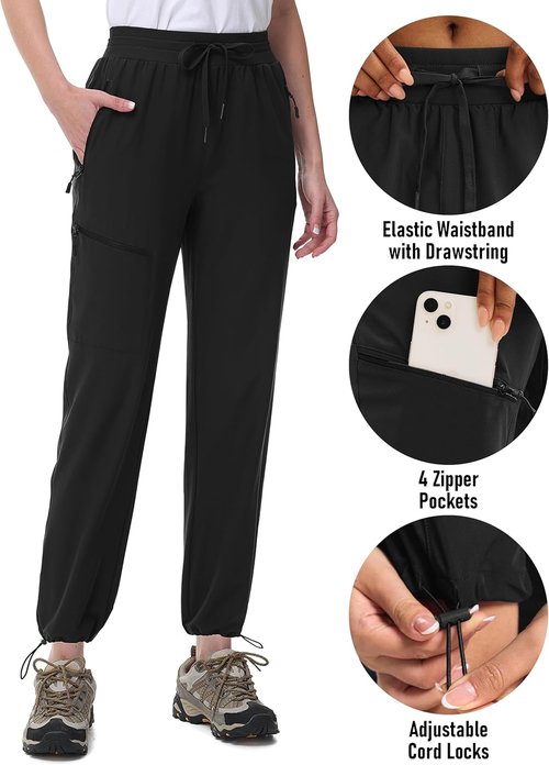 MAGCOMSEN Women's Hiking Pants - UPF 50+ Water Resistant, Quick Dry, Lightweight Cargo Pants with 4 Pockets