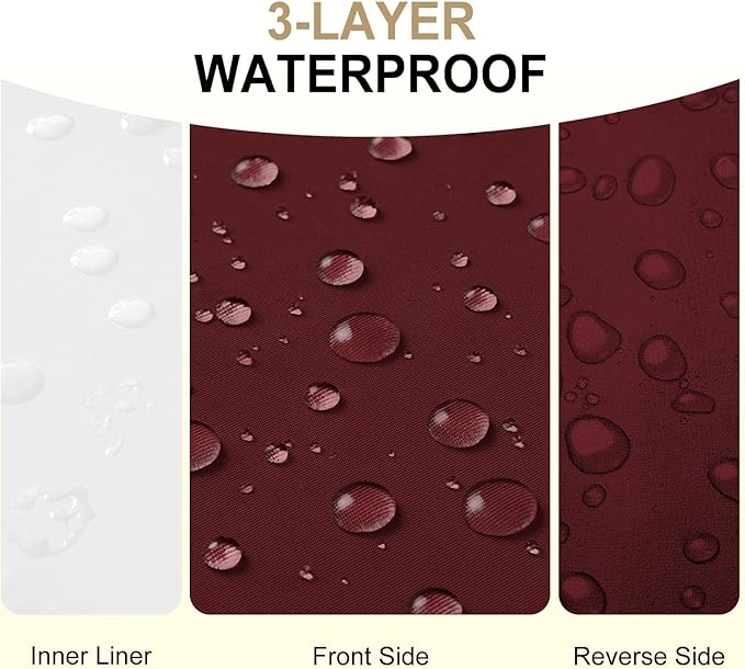 downluxe Waterproof Outdoor Chair Cushions for Patio Furniture, 22" x 22" x 3" Patio Chair Cushion with Adjustable Ties & Portable Handle, Square Outdoor Cushion with Removable Cover, Burgundy, 2 Pack