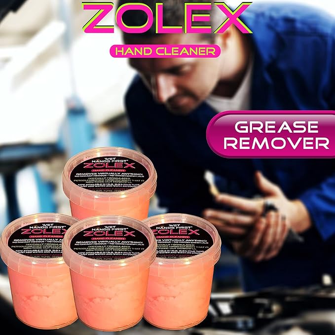 Zolex Water Activated Cherry Hand Cleaner for Hard Working Hands | Stain Remover for Heavy Duty Workers | Grease Remover for Mechanics and Industrial Workers - Non-Toxic Petroleum Free (Personal-Sized 4 oz Tubs)