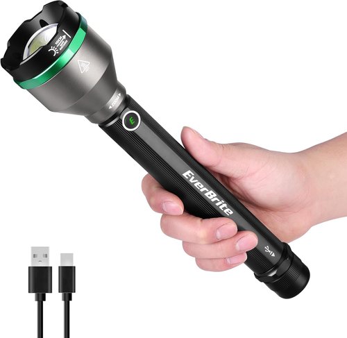EverBrite 5000 High Lumens Rechargeable Flashlight - 5 Modes Zoomable Tactical LED Spotlight for Hunting, Hiking, and Emergency Use