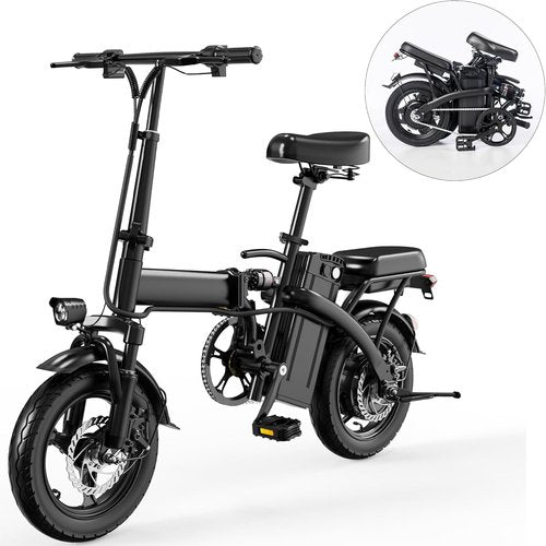 Folding Electric Bicycle - 14-Inch, 330 Lbs Load Capacity, 19 MPH, 48V Lithium Battery | Ideal for City Commuting