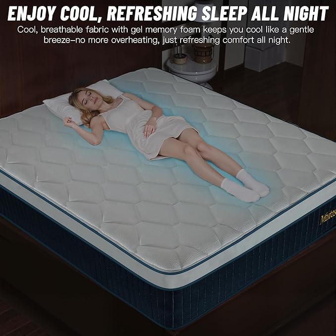Full Mattress 12 Inch, Hybrid Full Size Mattress in a Box, Gel Full Size Memory Foam Mattress with Pocket Springs, Medium Firm Feel, Edge Support, Cool Sleep, Motion Isolation & Pressure Relief