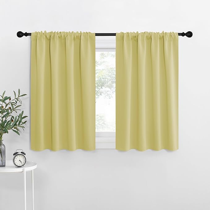 NICETOWN RV Blackout Curtains for Camper Windows, Paler Yellow, Kitchen Curtains