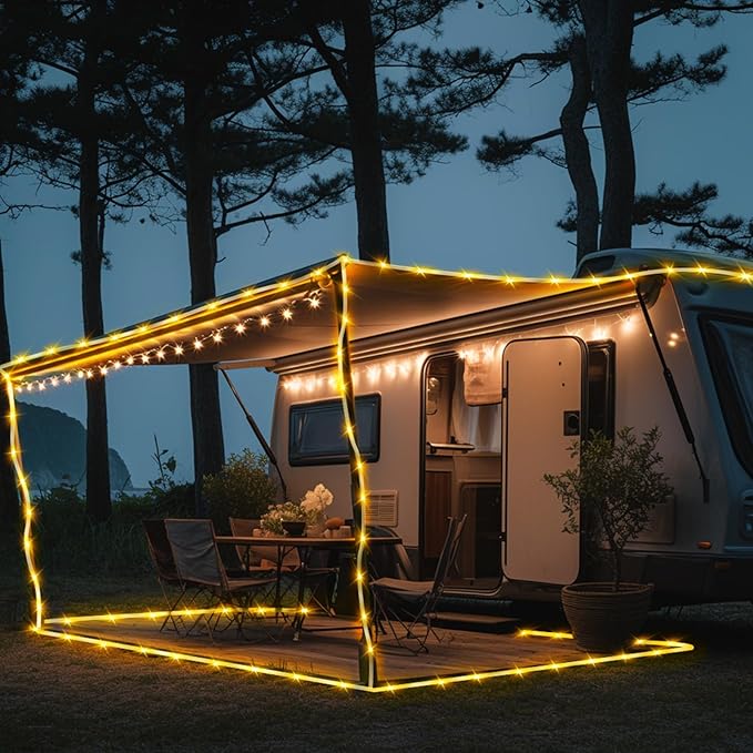 LairtPOW 98FT Waterproof 300LEDs Solar Rope Lights, Type C Charging, Remote-Controlled, for Outdoor Pathway Pool Patio Party Garden Yard Palm Tree Holidays (Brighter - Warm White)