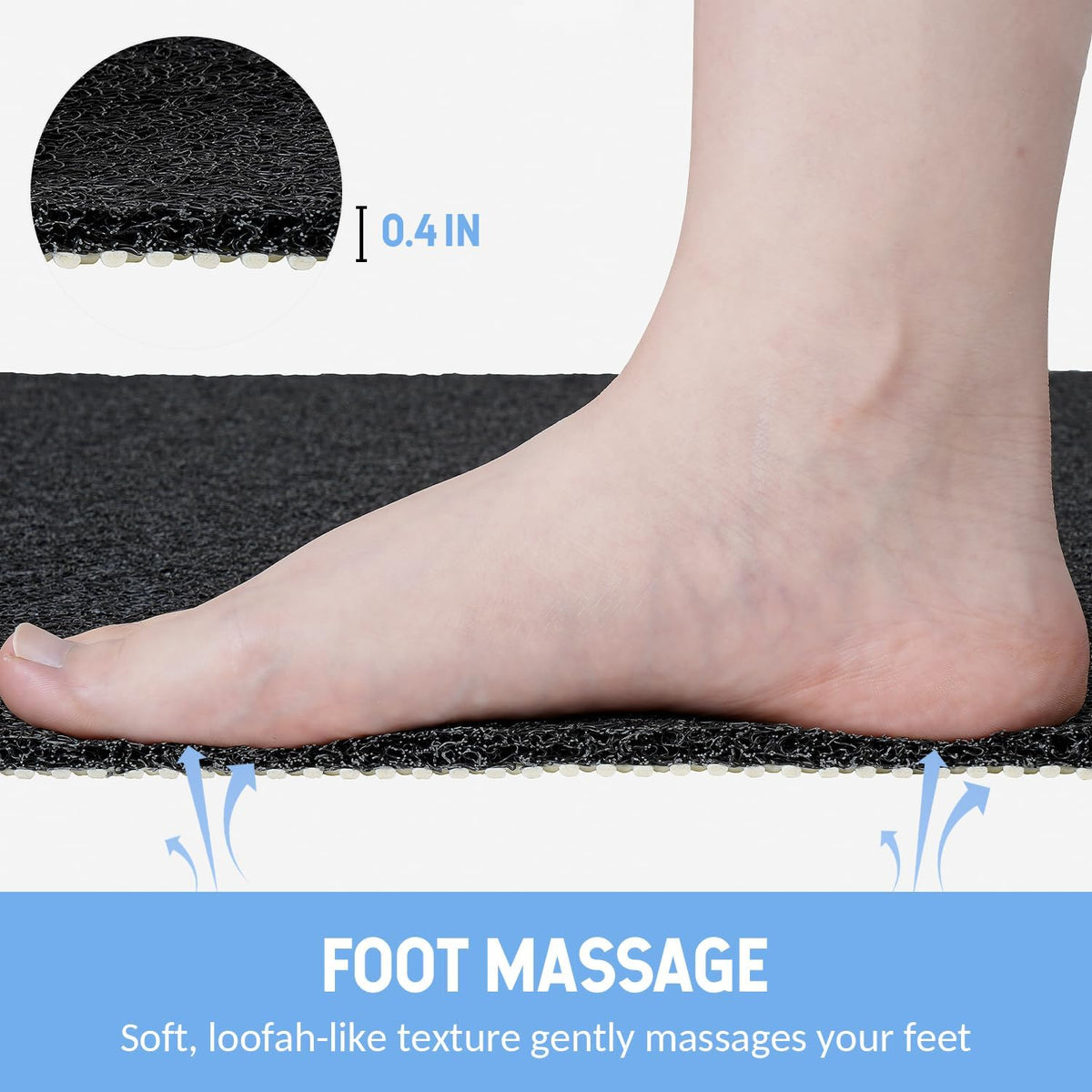 Non-Slip Bathtub Mat, Anti Slip Shower Mat, Fast Drying Bathtub Mats, Foot Scrubber Mat, Anti Slip Mat for Tub, Floor, Bathroom, Kitchen, Home, Hotel (Black 40"×28")