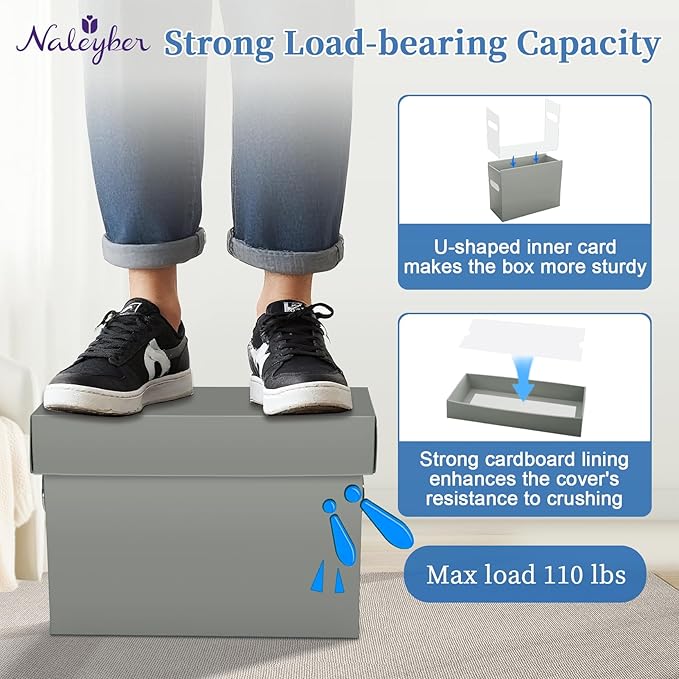 File Organizer Box with Lid & Handle, Thickened Cardboard Hanging File Folder Storage Boxes for Letter Size, Portable Filing Organizer for Office, Home, Classroom, Greige 2 Pack