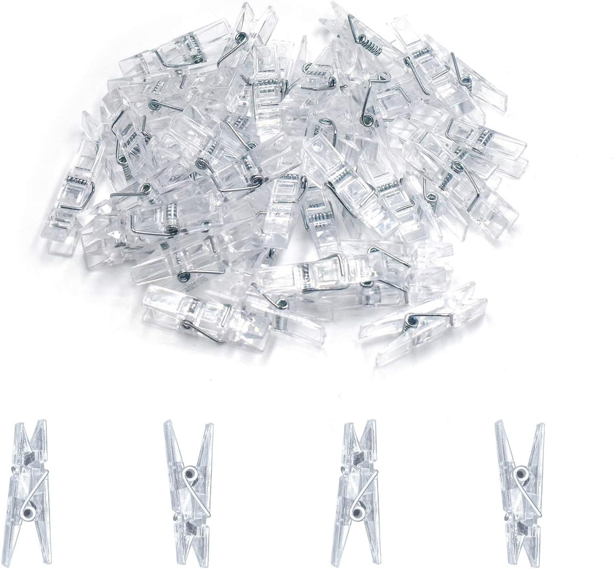 128 Pieces Mini Transparent Plastic Clear Clips, Binder, Photo Clips, Clothespins Clip