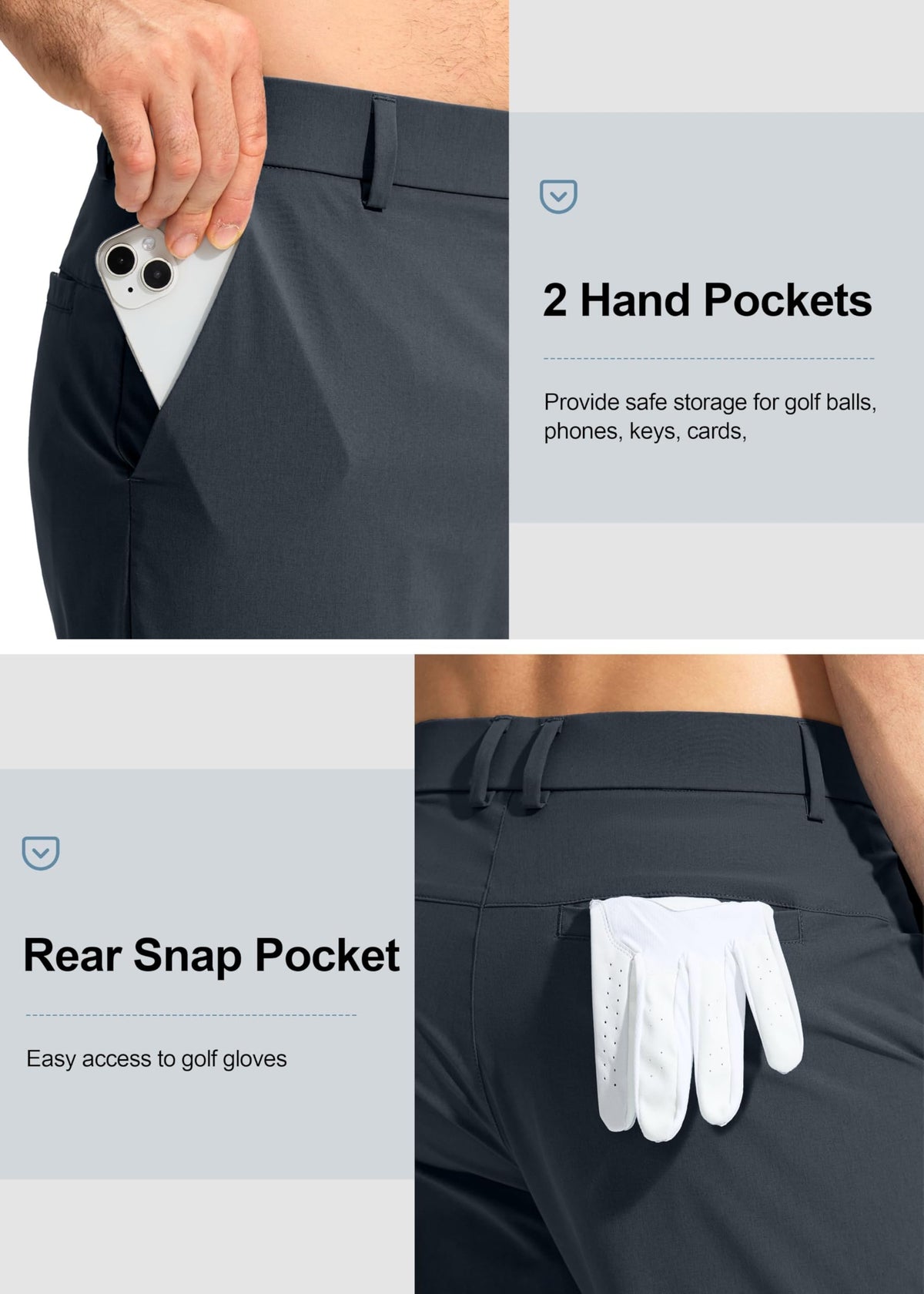 Pudolla Men's Golf Pants Stretch Classic Fit Work Dress Pants 34 Lightweight Quick Dry Casual Slacks Trousers with Pockets(Iron Grey 34Wx34L)