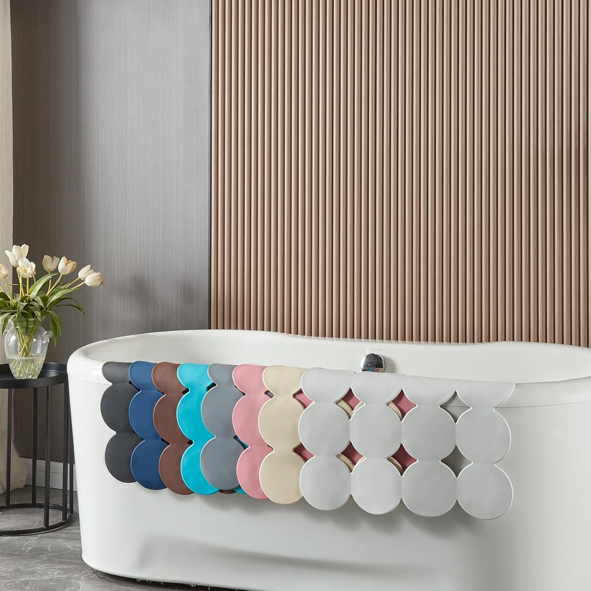 Square Shower Mat Nonslip - Rubber Bathtub Mat with Suction Cups for Inside Shower Bathroom Floor (Coffe, 21X21)