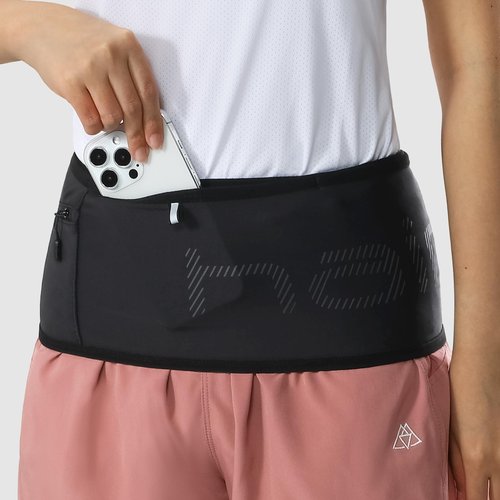 Haimont Running Belt Fanny Pack, Lightweight Waist Belt Bag for Unisex Trail Runners Essentials Accessories, Black, S