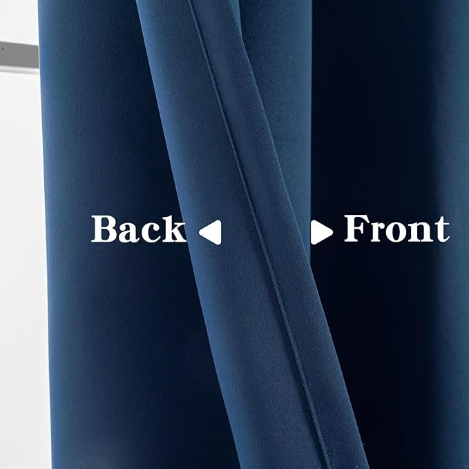 IGEMAEVE Navy Blue Blackout Curtains 84 Inch Length 2 Panels Set, Grommet