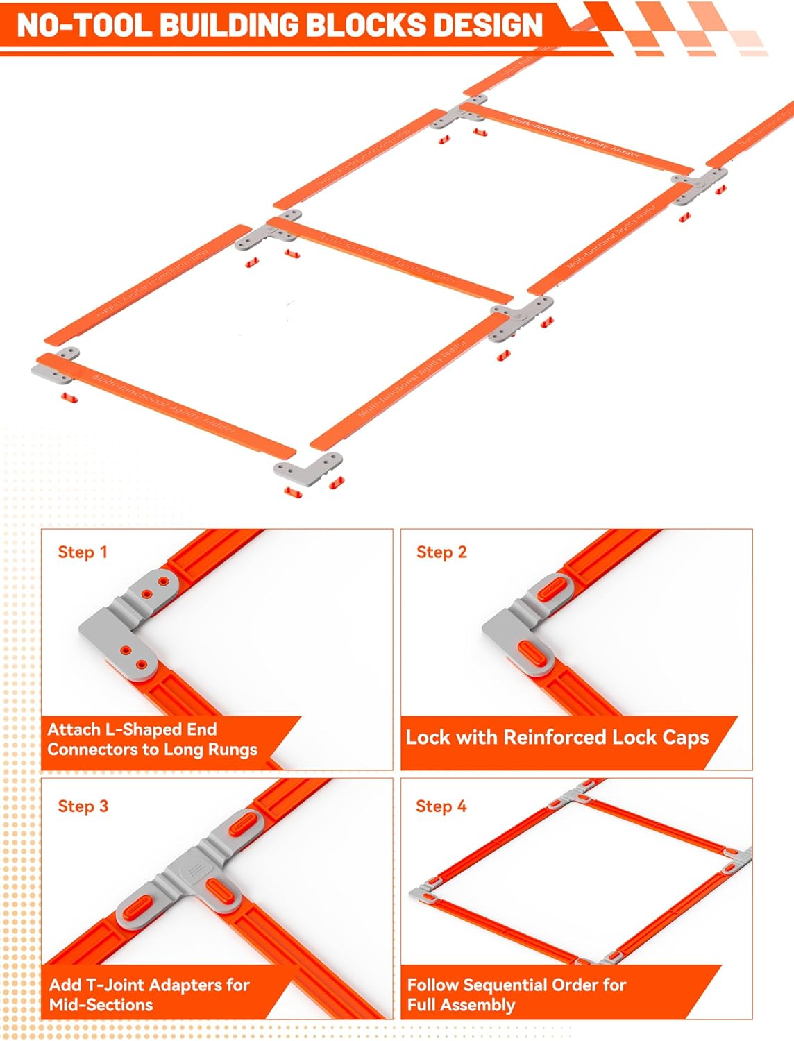 Tangle-Free Agility Ladder - Multi-Use Speed Training Equipment for Kids | 10 Rung Footwork Drills