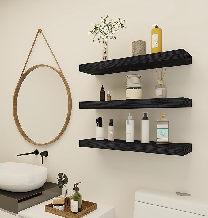 Vervida Black Floating Shelves for Wall, Floating Shelf for Living Room